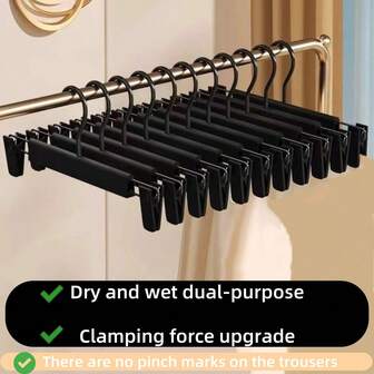 5pcs Non-Slip Matte Pants Hangers With Strong Clips, Versatile Plastic Clothes Hangers For Home Organization, Ideal For Student Dorms, Efficient Drying Rack Solution, Perfect For Seasonal Wardrobe Management And Everyday Use, Keep Your Pants Neat And Tidy With Durable, Space-Saving Design, Essential For Fashion Enthusiasts And Practical Living Spaces.