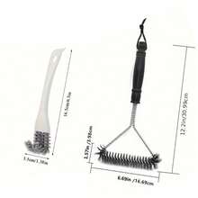2 Stücke/Set Edelstahl Grillreiniger mit ergonomischem Griff, langanhaltend Metallborsten, antihaftbeschichtet, geeignet für effiziente Grillpflege, wiederverwendbares Grillzubehör