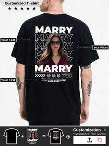 Customized Personalized T-Shirts, Men's Sports T-Shirts, Breathable,Comfortable And Casual,Stylish,Fashion,Gifts For Birthdays,For Vacation/Holiday,Add Text,And Design Your Own Personalized Printed T-Shirts,Custom T-Shirts. Black - Black - View 1