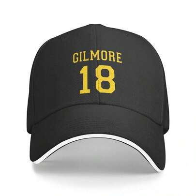 Happy Gilmore 18 Golf Hat - Black With Yellow "GILMORE 18" Print, Adjustable Unisex Baseball Cap, Lightweight Polyester, Streetstyle Accessory For Men & Women, Perfect Gift For Christmas, Valentine'S Day, Father'S Day, Everyday Headgear| Vintage Baseball Cap| Comfortable Headgear