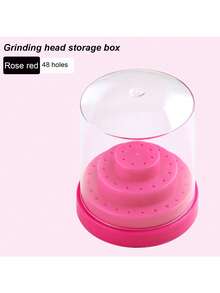 1 pezzo Scatola portaoggetti per punte di levigatura da 48 fori - rosa, bianco, blu, viola, verde, rosso rosa, con coperchio trasparente antipolvere per esporre e conservare forniture per unghie (è inclusa solo la scatola portaoggetti per le punte di levigatura, non sono inclusi altri strumenti)