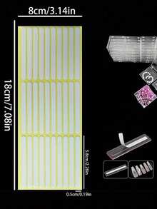 600 Pieces Transparent Double-Sided Nail Display Tape For Press-On Nails - Self-Adhesive Strips, Salon Design Display & Packaging, Alcohol-Free, Easy-To-Use Nail Supplies, Secure Nail Application | Clear Adhesive Tape | Precise Nail Slots - Yellow - View 3