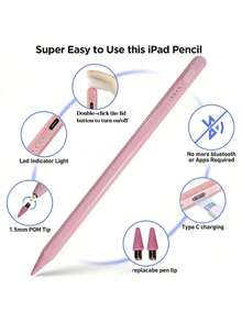 1pc Universal Capacitive Touch Screen Stylus Pen For Smartphones & Tablets, No Wireless Connection Needed, USB Rechargeable, Magnetic Alloy Material, Compatible With Apple//IOS/Android/Windows/IPad Pro Air Mini Tablets & Smartphones, Compatible With Apple Tablets Updated After 2018