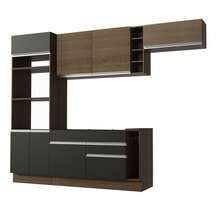 Cocina integral completa modular Madesa Glamy 290cm color negro marrón diseño contemporáneo muebles de cocina almacenamiento eficiente funcionalidad premium calidad superior ideal para hogar organización estilo moderno práctico combinado - Negro y Morrón - Ver 8