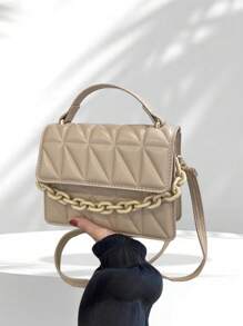 2024 New Fashion Shoulder Diagonal Package, Simple Diamond Grid Popular Handbag With Detachable Strap - Black - View 9