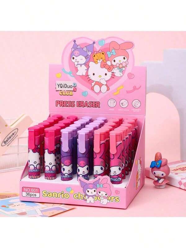 Sanrio محاية كرتونية كاواييي من سانريو مع أنماط هالو كيتي وكورومي وماي ميلودي، هدية للأطفال والطلاب الصبية والبنات، لوازم قرطاسية مدرسية، ممحاة ملونة، لوازم الفصل الدراسي، ممحاة قابلة للإزالة (قد تكون بعض الأجزاء عشوائية)