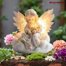 Angel Garden Stake | Acrylic Memorial Sculpture - Eternal Light Olive Branch Heavenly Garden | No Electricity Required, Weatherproof Four Season Art For Mother's Day Cemetery Decoration, Easter Paradise Garden Decor, Comfort Courtyard Lawn Insert