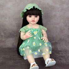 1 件 22 英寸柔软全乙烯基逼真重生娃娃 55 厘米时尚连衣裙重生娃娃可洗澡伴侣玩伴玩具生日圣诞礼物