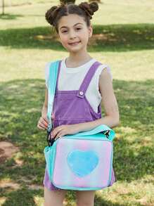 1 PC Laser-Printed Lunch Bag In Rainbow Colors, Suitable For Outdoor Picnics, Bento Boxes, Takeout, And As A Minimalist Shoulder Bag For School Or Work Lunches. Features A Simple Zipper Closure, Detachable Adjustable Shoulder Strap, And Fixed Handles. Ideal Gift Choice.