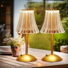 2-Piece Set Of Vintage Crystal Dimmable LED Table Lamps, Geometric Desktop Lighting, Three-Color Dimmable USB Charging, Suitable For Bedroom Atmosphere, Living Room, Office, Reading And Relaxation, Indoor Bedside Ambient Light, Bedroom, Holiday And Sports Themes, Optional Single Pack - 2 PC - View 2