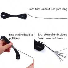 12/24/48pcs 8m Embroidery Thread Cotton Cross Stitch Threads Black And White Embroidery Floss Set For Home Knitting Cross Stitch