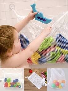 Bath Toy Storage Net - Large Capacity Hanging Bag With Suction Cup,Quick Drying Toy Drainer With Suction Cup Hook, Bath Toy Storage Bag, Bathtub Toy Organizer Shelf. These Versatile Mesh Bags Can Easily Store Bath Toys For Baby And Toddlers. - Multicolor - View 3