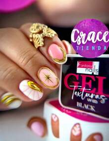 NEGR0 gel texturas Fantasy Nails para decoración uñas 3D, uso profesional, esmalte gel de alta pigmentación, belleza nail art creativa salón y hogar - Negro - Ver 2