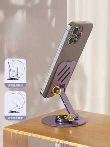 1pc / Mini Mobile Phone Holder, 360 Degrees Rotating Metal, Suitable For Mobiles, Angle Height Adjustable Phone Stand, Designing For Office Work, Watching Dramas And TV, Online Classes, Universal For Mobile Phones