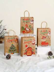 12pcs/Pack Christmas Party Gift Baking Candy Cookie Bags, Assorted Christmas Christmas Decorations Christmas Pajamas Christmas Gifts Christmas Decor