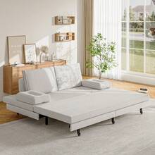 Sofá cama 2 en 1, 90/180*200 cm, extensible y plegable, sofá de salón, multifuncional, lino, blanco, gris