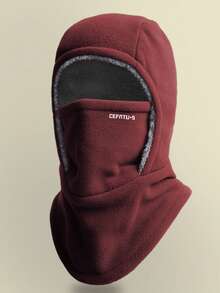 Unisex Pullover Hat With Face Mask, Outdoor Windproof Warm Thermal Lined Neck Cover, Solid Color, Autumn/Winter - A - View 14