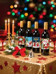 8pcs Christmas Wine Bottle Labels,Merry Christmas Wine Bottle Sticker Set, Cartoon Paper Christmas Decorative Stickers,Xmas Party Wine Bottle Decor Adhesive Labels,Wine Bottle Label, Santa Champagne Bottle Stickers, Christmas Birthday Novelty Bottle Labels, Wine Bottle Waterproof Label Sticker, Christmas Unique Gift For Party Decoration, Creative Gift For Friends, Family