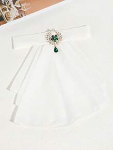 1pc Women's Elegant Solid Color Black/White Multi-Layer Ruffled Rhinestone & Faux Emerald Decor Boho Pleated Faux Collar, Suitable For Dating, Party, Daily Outing Matching For Dress For Christmas Decor,Festival,Travel,Disco,Graduation Outfit - Multicolor (Emerald) - View 13