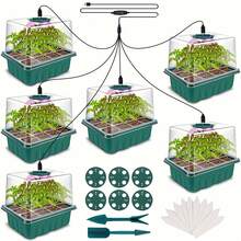 Yogle Plants Seed Starter Trays With Grow Light 12 Holes Per Tray Nursery Pots Lamp USB Powered Full Spectrum LED Growing Lights For Indoor Plant Seedling Flowers Greenhouse Trays
