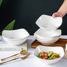 2/4/6/8/10pcs Plastic Bowl Set, Suitable For Fruit Salad, Sauce, Dessert, Etc. - White - View 4