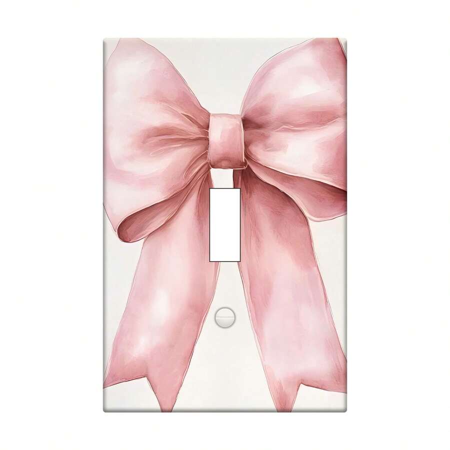 A Pink Bow, With Strong Decorative And Sweet Style Switch Board Cover, Suitable For Light Switches Or Sockets, Indoor Bedroom, Kitchen, Home Bathroom Decoration, Kitchen Wall Art, Vibrant Wall Decoration, Colorful Design - 1個 - 查看 1