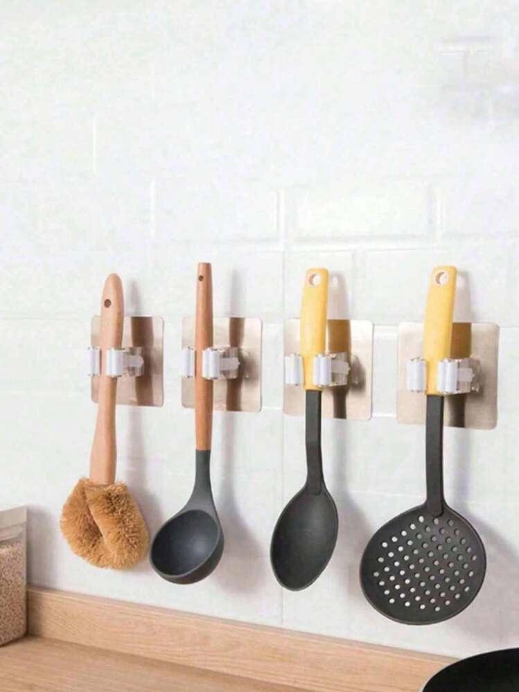 12قطعة/4قطع/2قطعة/1قطعة خطاف جداري أبيض قوي مثبت على الحائط، مشابك تخزين المجارف والممسحات لحمام والمطبخ - أبيض - مشاهدة 3