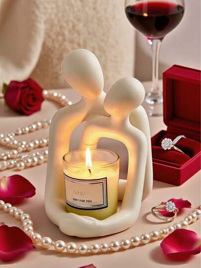 1pc Creative Couple Sculpture Candlestick, Suitable For Modern Home Decor Such As Living Room, Desk, Bedside Table. Anniversary Gift (For Mom), Valentine's Day Gift