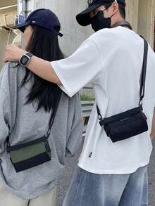 1 件时尚休闲男士斜挎包-韩版单肩包-多隔层大容量背包-手提包 - 彩色 - 查看 10