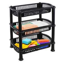 Multipurpose 3 Or 4 Shelf Storage Rack Unit For Kitchen Bathroom Office Home Organiser Plastic Shelves Utility Cart - Silver Or Black - Black 4 Tier - View 2