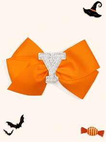 1个5英寸26颗A-Z珍珠字母个性化发夹，适合女孩，可作马尾辫发圈，适用于节日派对、毕业典礼、开学第一天、课堂等场合。 - 橘色 - 查看 27