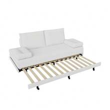 Sofá cama 2 en 1, 90/180*200 cm, extensible y plegable, sofá de salón, multifuncional, lino, blanco, gris