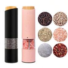 Molinillo - Grosor ajustable, a batería, con luces LED, diseño transparente de 360°, adecuado para cocina y cocina al aire libre, perfecto para chefs de hogar y compradores de regalos