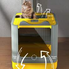 MOFOROCO Lovely Large Capacity Automatic Cat Litter Box, Odor Control Enclosed Front Entry Top Exit Kitty Foldable Litter Box, With Litter Scoop & Activated Carbon Bag, Litter Mat For Option, White, Pink, Yellow - 黃色 - 查看 6