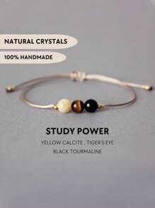 1pc Learning Power Student Bracelet Medical Student Gift Exam Crystal Healing Bracelet Teacher Gift For Students University Graduation Gift - Brown - View 1