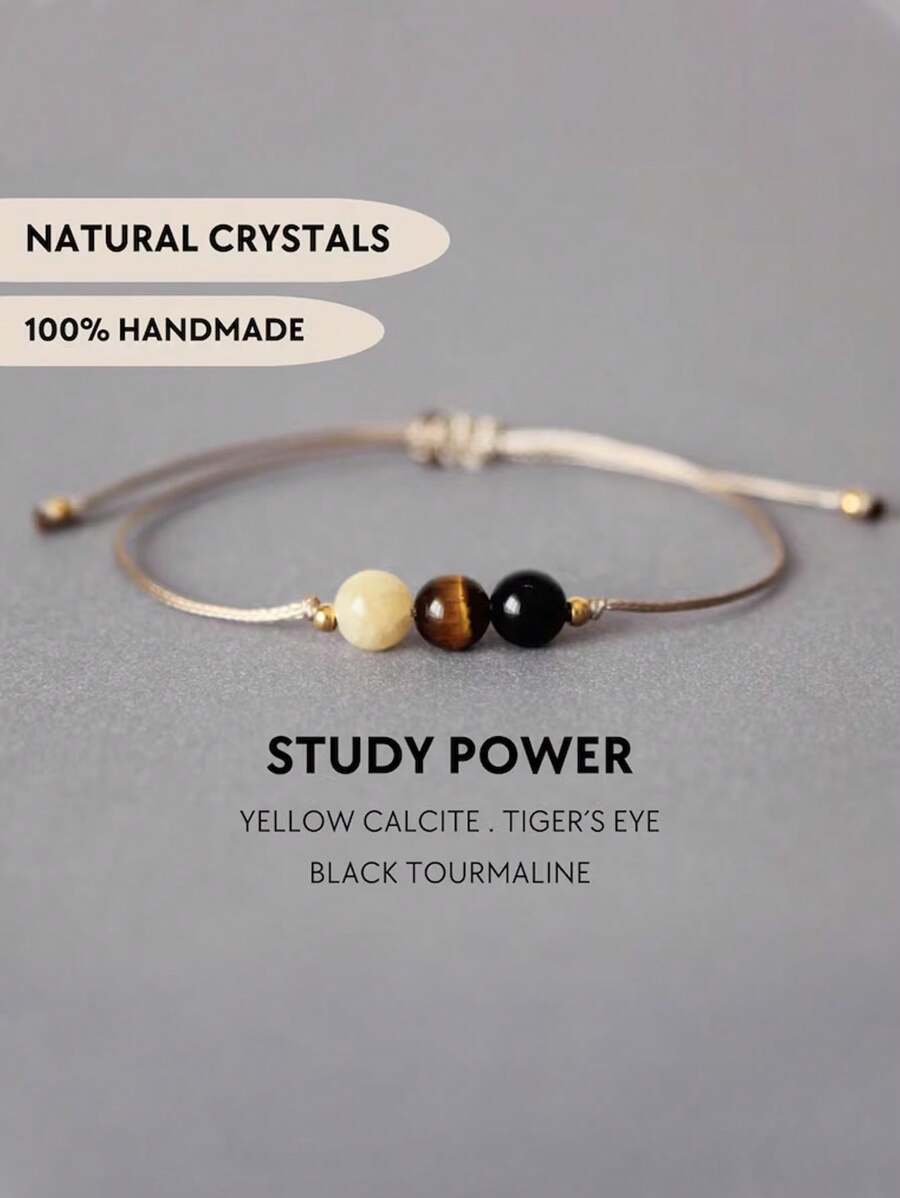 1pc Learning Power Student Bracelet Medical Student Gift Exam Crystal Healing Bracelet Teacher Gift For Students University Graduation Gift - Brown - View 1