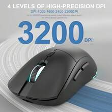 HXSJ T20 Is A 2.4G Wireless Mouse With A 6-Key Sound Office Gaming Mouse. It Features An Ergonomic Grip And A LOGO That Can Emit Light Up To 3600DP RGBChristmas - M32-black - View 5
