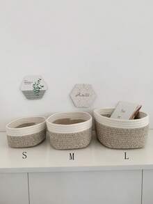 3件套儿童收纳篮、绳编搁架、育儿礼品篮、编织玩具篮、桌面收纳篮、床头收纳篮、婴幼儿用品收纳篮、可折叠篮子（小、中、大号） - 彩色 - 查看 3