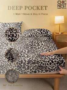 1 chiếc ga phủ giường họa tiết da báo cổ điển, tấm bảo vệ nệm giả lông thú, tấm lót nệm hình trái tim cho ngày Valentine, mềm mại và thoáng khí, phù hợp với giường đơn, đôi, cỡ Queen, cỡ King có độ sâu lên đến 11,8 inch, có thể giặt máy, vật dụng cần thiết cho ký túc xá và mùa tựu trường. - Màu nâu Sô-cô-la - Xem 2