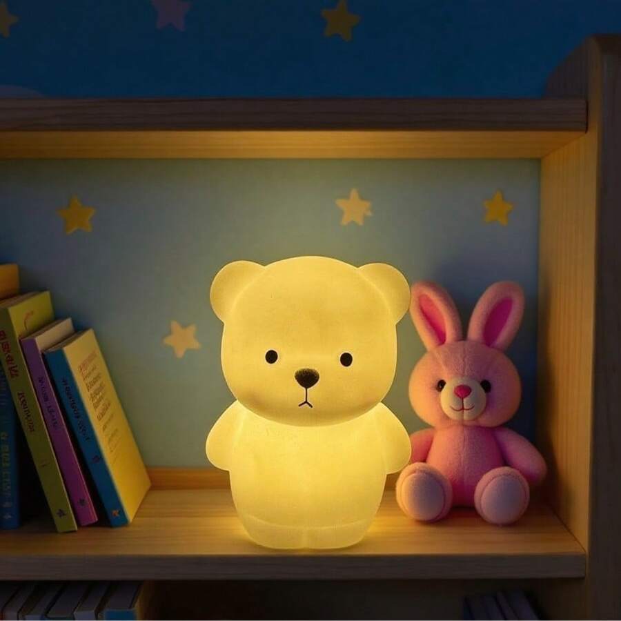 Cute Teddy Bear Nightlight, Cartoon Atmosphere Lamp For Bedroom, Bathroom, Dorm, Birthday Gift For Girl Friends - Multicolor - View 1