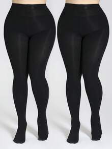 半双装女士时尚黑色不透明紧身连裤袜，高弹力，裆部柔软舒适 - 黑色 - 查看 13