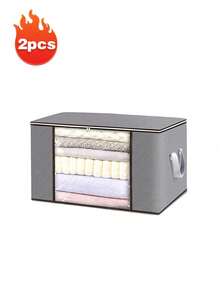 1 pièce/2 pièces/3 pièces/4 pièces/5 pièces Grands sacs de rangement, 4 paquets de bacs de rangement pour vêtements pliables, organisateurs de placard, contenants de rangement avec poignées durables en tissu épais pour couvertures, couettes, vêtements, literie 90 L, sac de rangement pour vêtements et couettes à grande capacité avec fenêtre transparente (disponible en plusieurs couleurs) - Noir - Voir 16