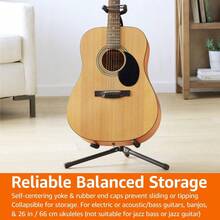 Height-Adjustable Folding Guitar Stand With Secure Support For Acoustic, Electric, Back-To-School, Bass, And Banjo Guitars, Durable, Black - 預設 - 查看 8