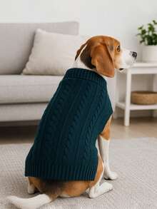 1 件经典宠物毛衣柔软舒适针织衫，适合中大型犬，高领设计，弹性保暖，适合法国斗牛犬、拉布拉多犬、罗威纳犬的小狗冬季服装 - 藏蓝色 - 查看 7