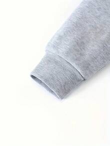 [Polyester Casual Hoodie] Polyester Stylish Men's Casual Hoodie - Machine Washable, Kangaroo Pocket, Letter Print - Fall & Winter Pullover - Màu Xám nhạt - Xem 5