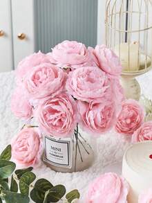 6/12/30 peças de flores artificiais de peônia, cabeças de flores de peônia simuladas com hastes para decoração de festa de casamento, decoração de bolo e centro de mesa de sala de estar, plantas artificiais, decoração de outono, quarto, mesa, decoração de jardim, itens de decoração de quarto, dia dos namorados, presentes de aniversário e formatura - Multicolorido - Ver 2