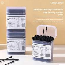 300/200/100 Double-Ended New Black Cleaning Swabs In A Box,New Clean Box,Double-Ended Disposable Cleaning Swabs For Blackheads,Double-Ended Design Making It Easier To Clean The Ears. Hygienic Cleaning Swabs For Household Makeup Removal.