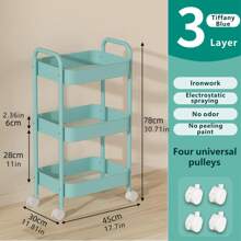1 Estantería de almacenamiento de metal de múltiples capas de alta estética y compacta con 4 ruedas, flexible y móvil, adecuada para salones domésticos, baños, cocinas, oficinas/estudios, habitaciones infantiles y dormitorios. Regalos especiales adecuados para inauguraciones de casa, cumpleaños, Navidad y fiestas de bebés (estilo estético lindo para habitaciones nuevas)