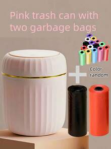 Mini Desktop Trash Can, With Lid, With Garbage Bag, Top Gallon Small Countertop Trash Can, Small Desktop Plastic Lid Trash Can, Desktop Small Recycling Cute Trash Can, Gallon Suitable For Office Bathroom, Kitchen, Living Room, Bedroom, Pink Mini Trash Can, With Lid,