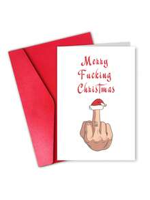1pc Funny Humorous Christmas Card With Envelope - Merry Christmas Holiday Greeting Card For Laughter - Festive Design For Gift Giving, Friends, Family, Coworkers - Multicolor - View 10